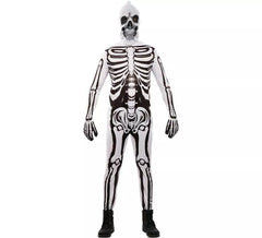 Disfraz de Esqueleto blanco y negro con máscara para hombre