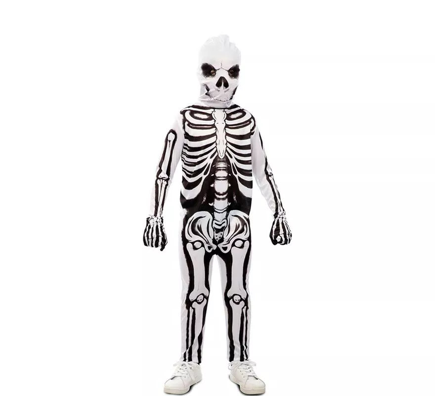 Translation missing: es.Disfraz de Esqueleto blanco y negro con máscara para niño