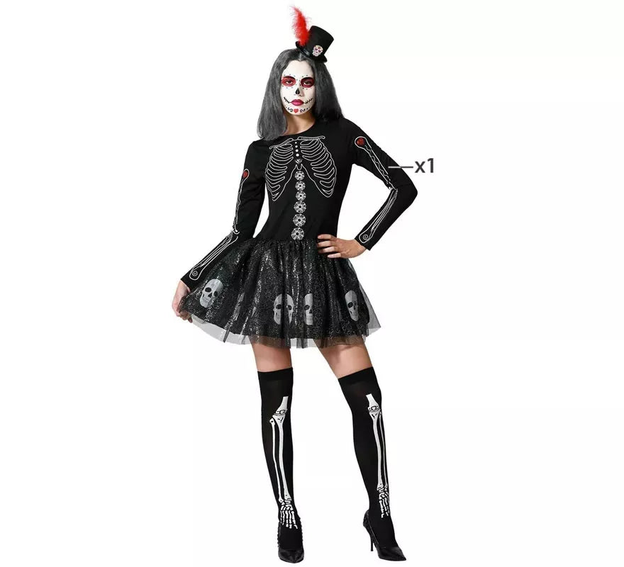Translation missing: es.Disfraz de Esqueleto Brillo Calaveras para mujer
