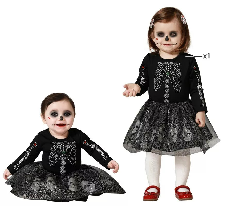 Translation missing: es.Disfraz de Esqueleto Brillo Calaveras para niña y bebé