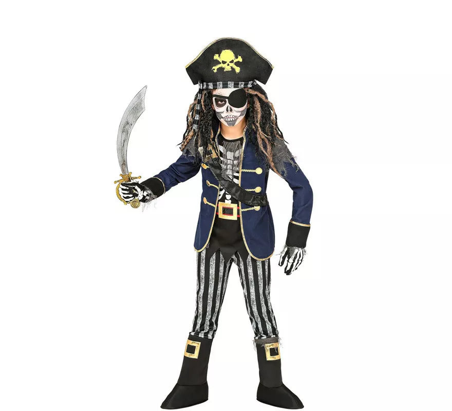 Translation missing: es.Disfraz de Esqueleto Capitán Pirata para niños