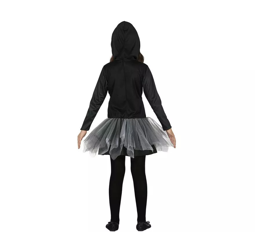 Translation missing: es.Disfraz de Esqueleto Encapuchado gris para niña