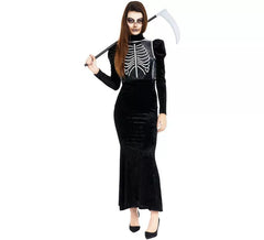 Disfraz de Esqueleto glamuroso negro para mujer