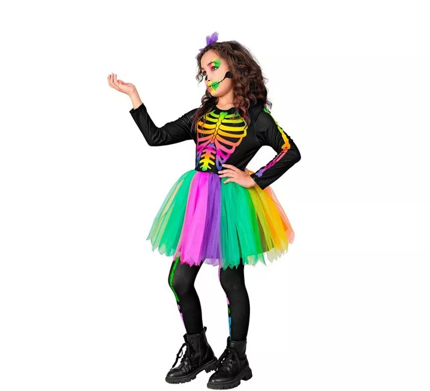 Translation missing: es.Disfraz de Esqueleto Tutú multicolor para niña