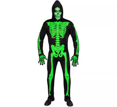 Disfraz de Esqueleto verde para hombre