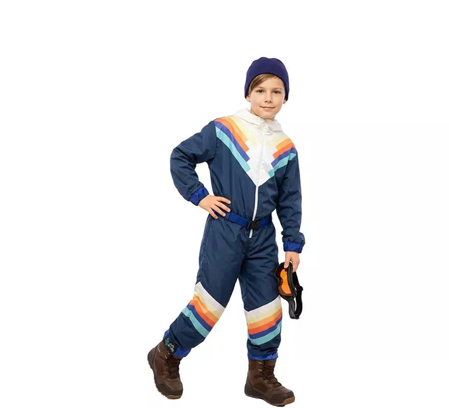 Translation missing: es.Disfraz de Esquiador azul con cinturón para niño
