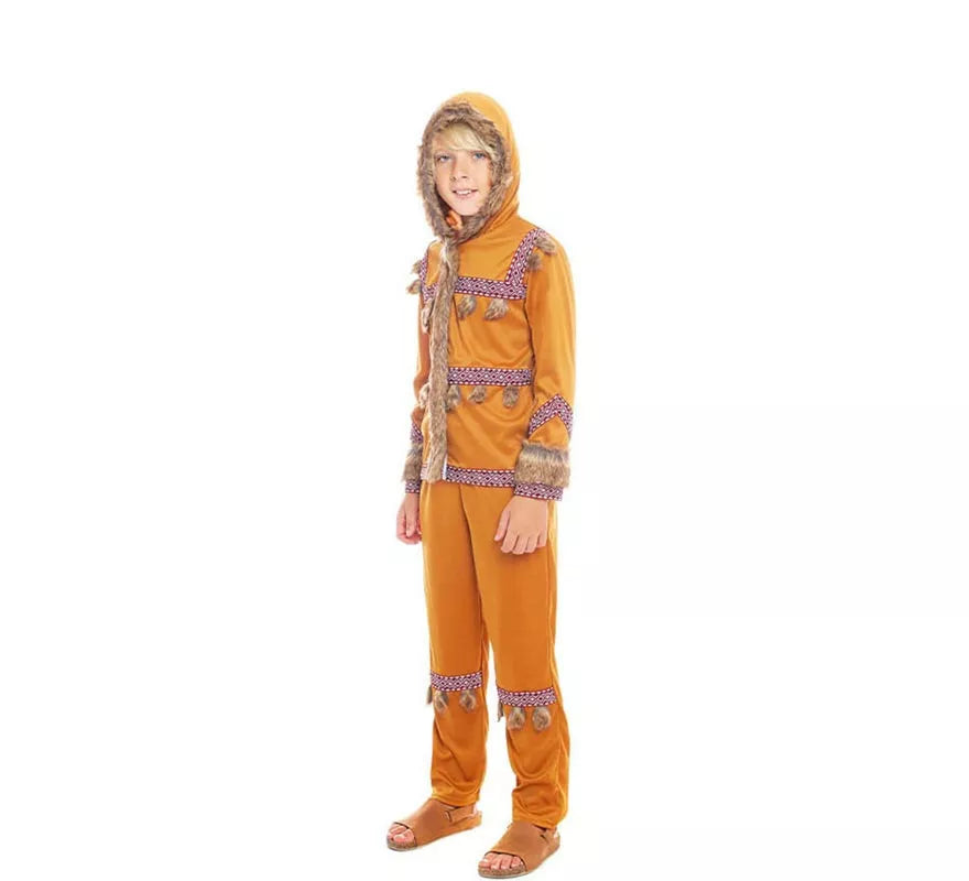 Disfraz de Esquimal naranja para niño