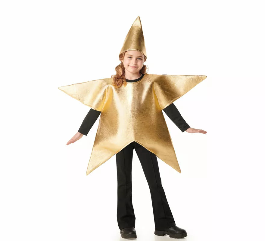 Translation missing: es.Disfraz de Estrella de Navidad dorada para niños