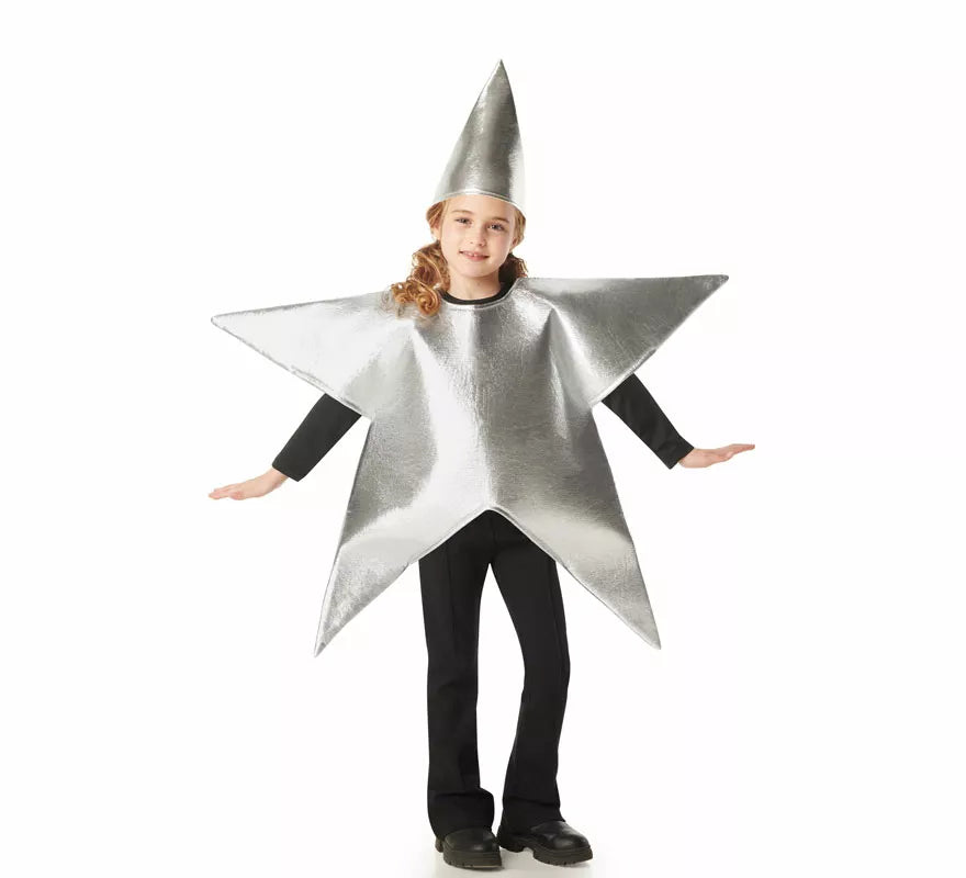 Translation missing: es.Disfraz de Estrella de Navidad plateada para niños