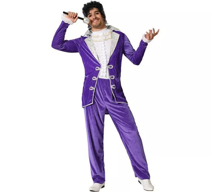 Translation missing: es.Disfraz de Estrella Rock Morado para hombre