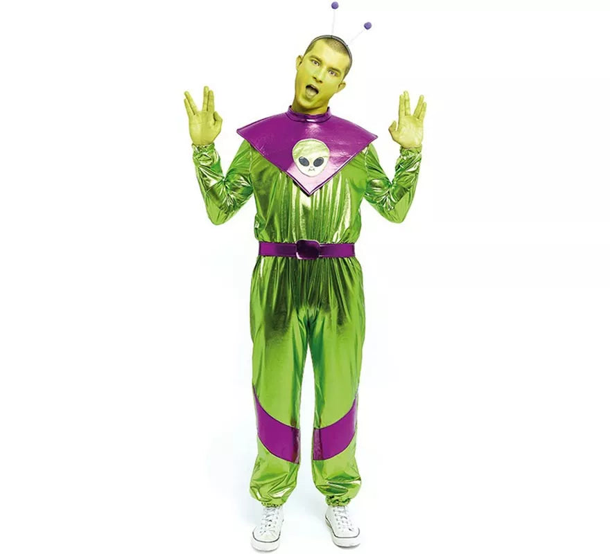 Translation missing: es.Disfraz de Extraterrestre verde y morado para hombre