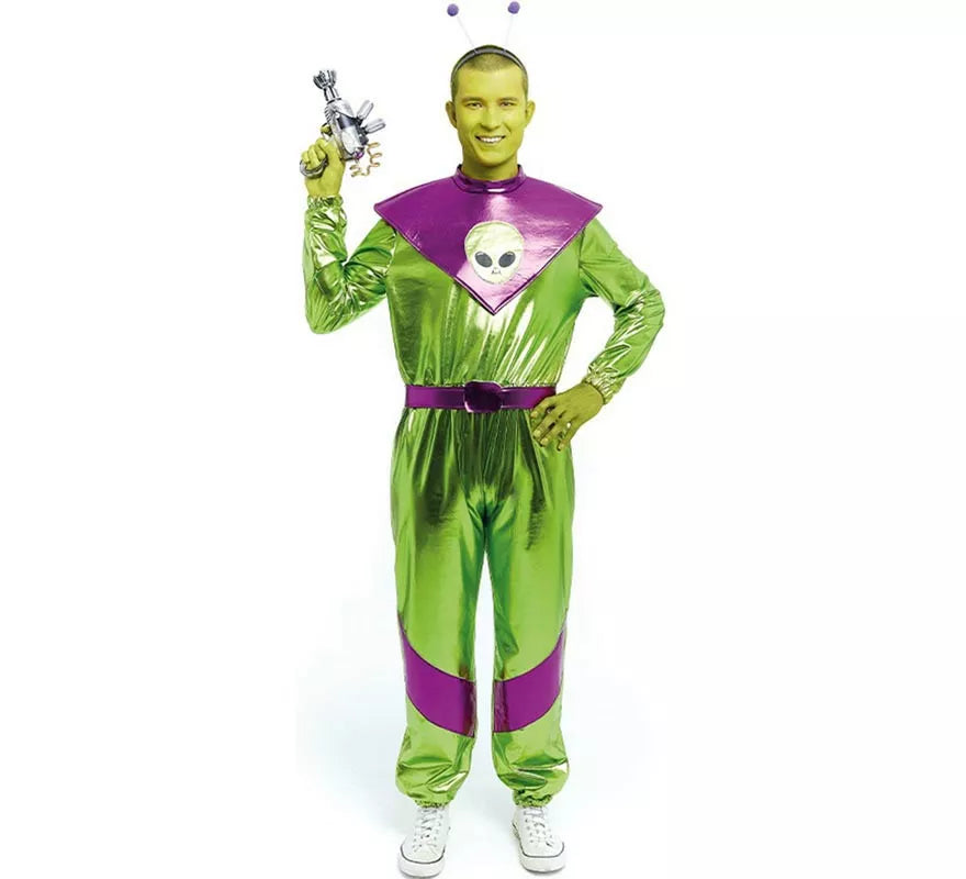 Translation missing: es.Disfraz de Extraterrestre verde y morado para hombre