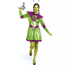 Disfraz de Extraterrestre verde y morado para mujer