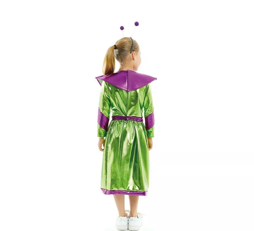Translation missing: es.Disfraz de Extraterrestre verde y morado para niña