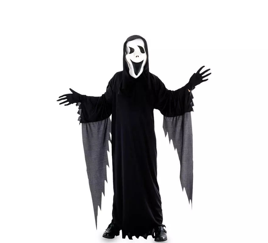 Translation missing: es.Disfraz de Fantasma Asesino con flecos grises para niño