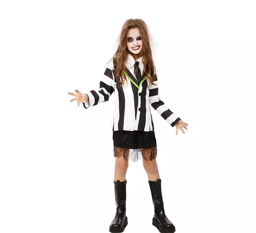 Translation missing: es.Disfraz de Fantasma de traje divertido a rayas para niña