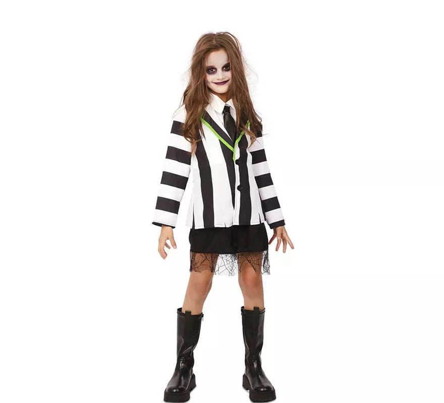 Translation missing: es.Disfraz de Fantasma de traje divertido a rayas para niña