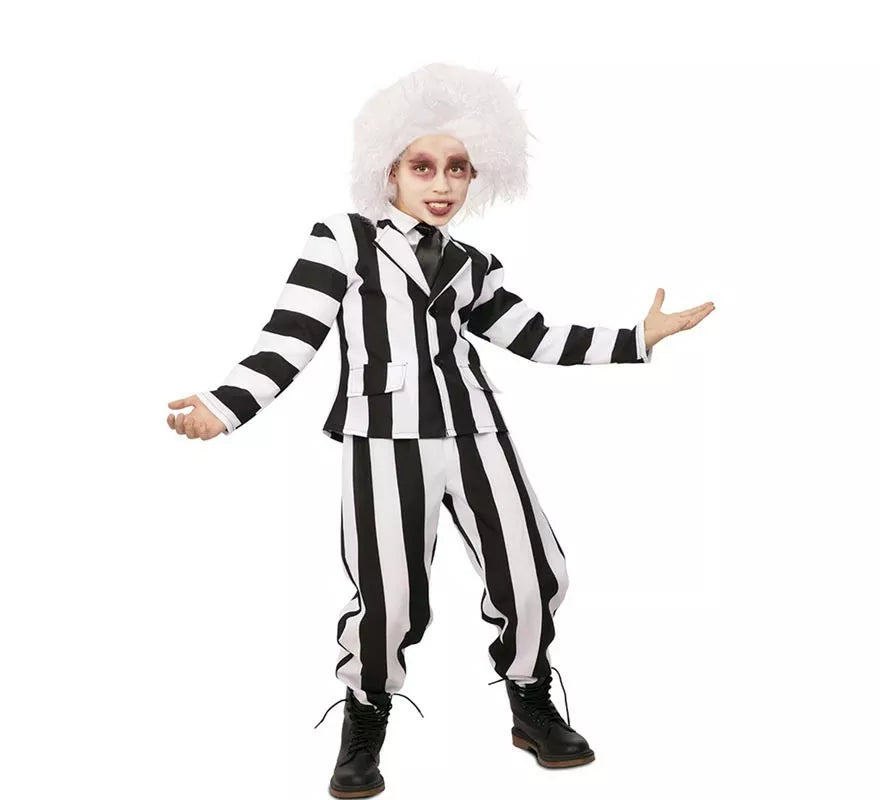 Translation missing: es.Disfraz de Fantasma de traje divertido a rayas para niño