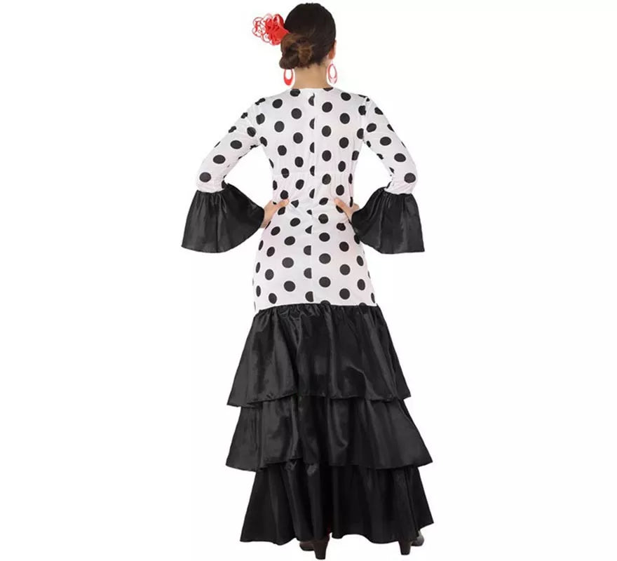 Translation missing: es.Disfraz de Flamenca o Sevillana blanco y negro para mujer
