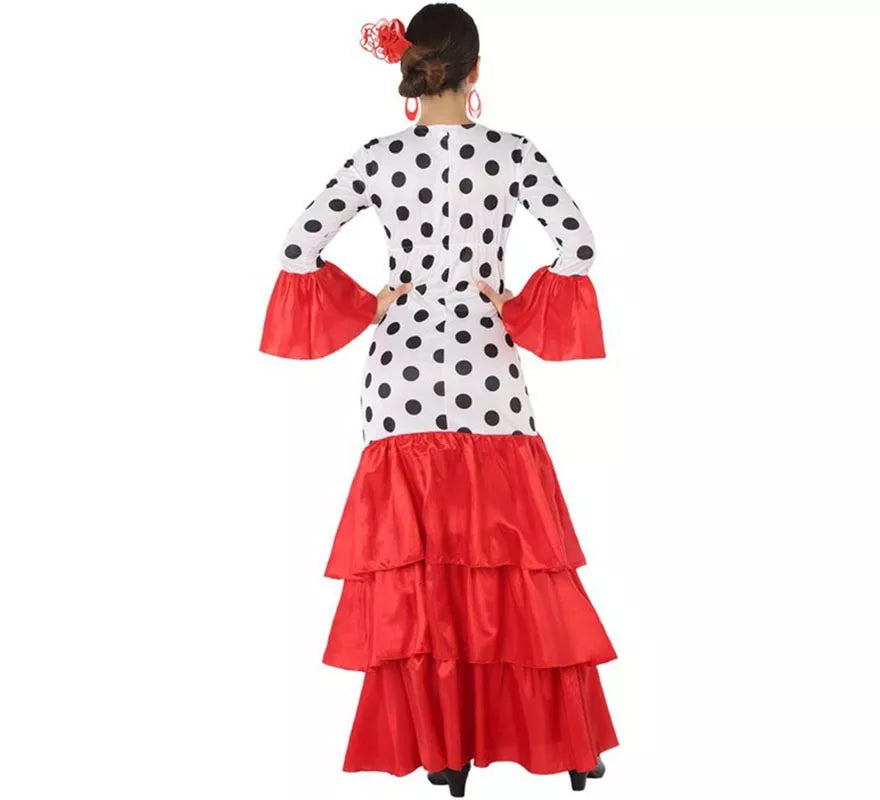 Translation missing: es.Disfraz de Flamenca o Sevillana blanco y rojo para mujer