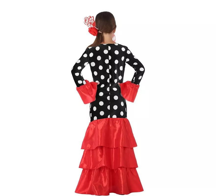 Translation missing: es.Disfraz de Flamenca roja lunares para niña