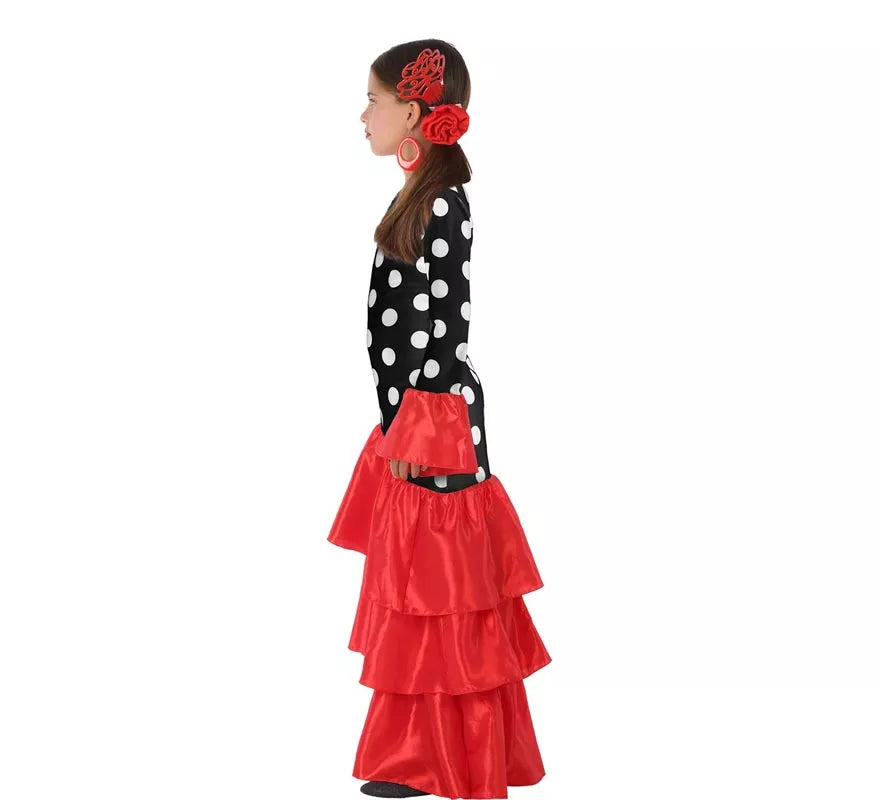 Translation missing: es.Disfraz de Flamenca roja lunares para niña