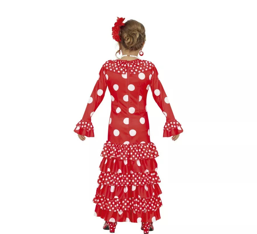 Translation missing: es.Disfraz de Flamenca Rojo a Lunares para niña
