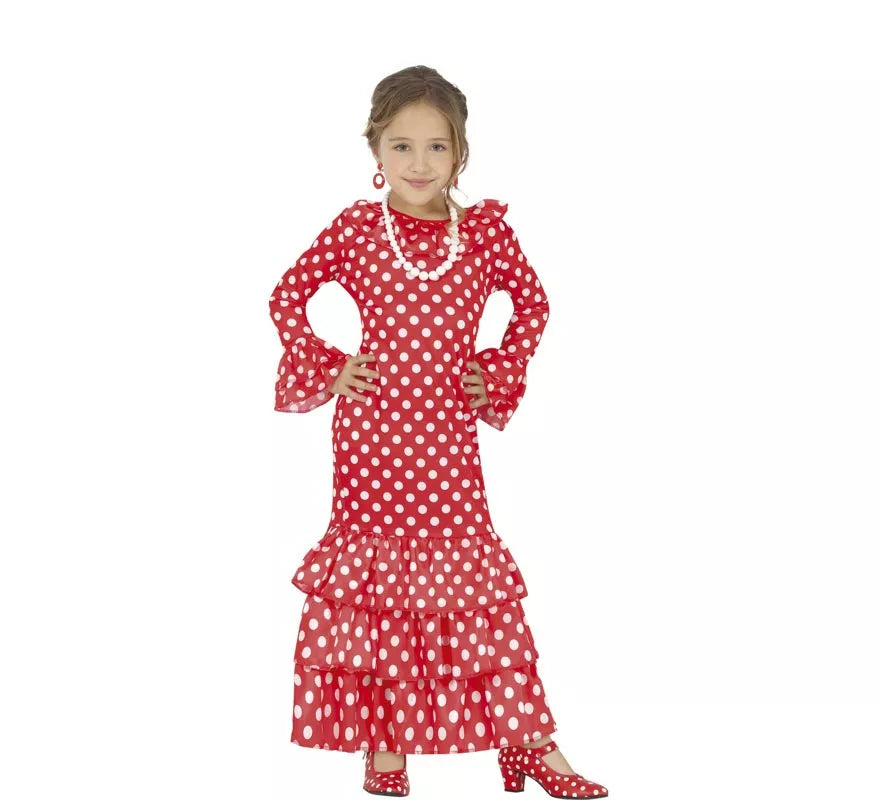 Translation missing: es.Disfraz de Flamenca Rojo a Lunares para niña