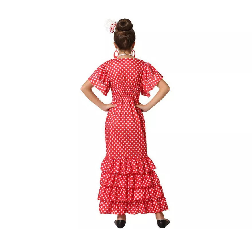 Translation missing: es.Disfraz de Flamenca Rojo con puntos pequeños para niña