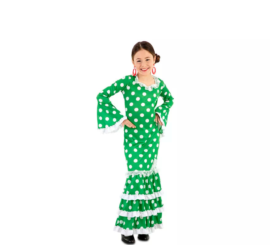 Translation missing: es.Flamenca Verde con lunares para niña