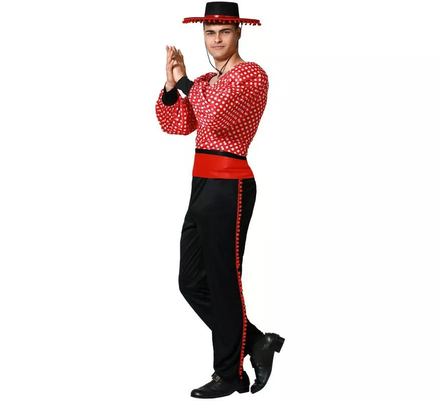 Translation missing: es.Disfraz de Flamenco rojo y negro para hombre