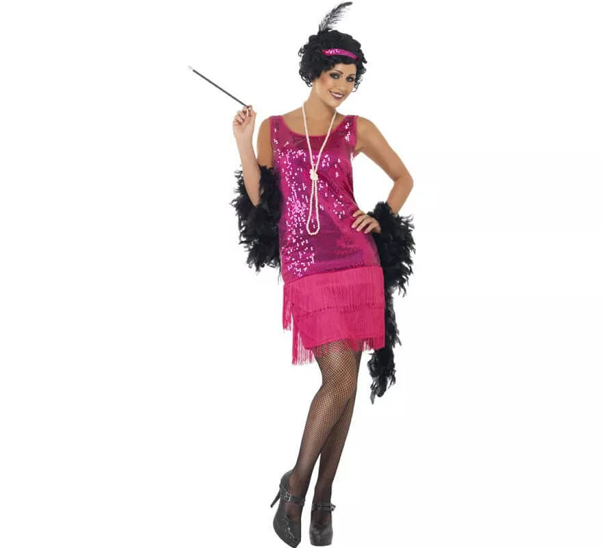 Disfraz de Flapper Locos años 20 Rosa para Mujer