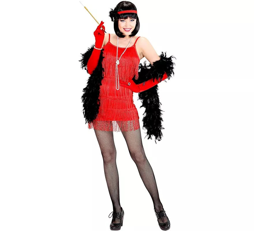 Disfraz de Flapper rojo clásico para mujer
