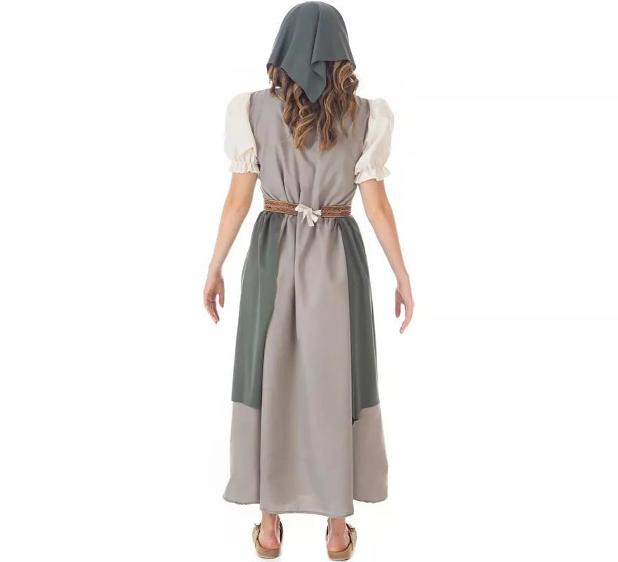 Translation missing: es.Disfraz de Frutera Medieval gris con pañuelo para mujer