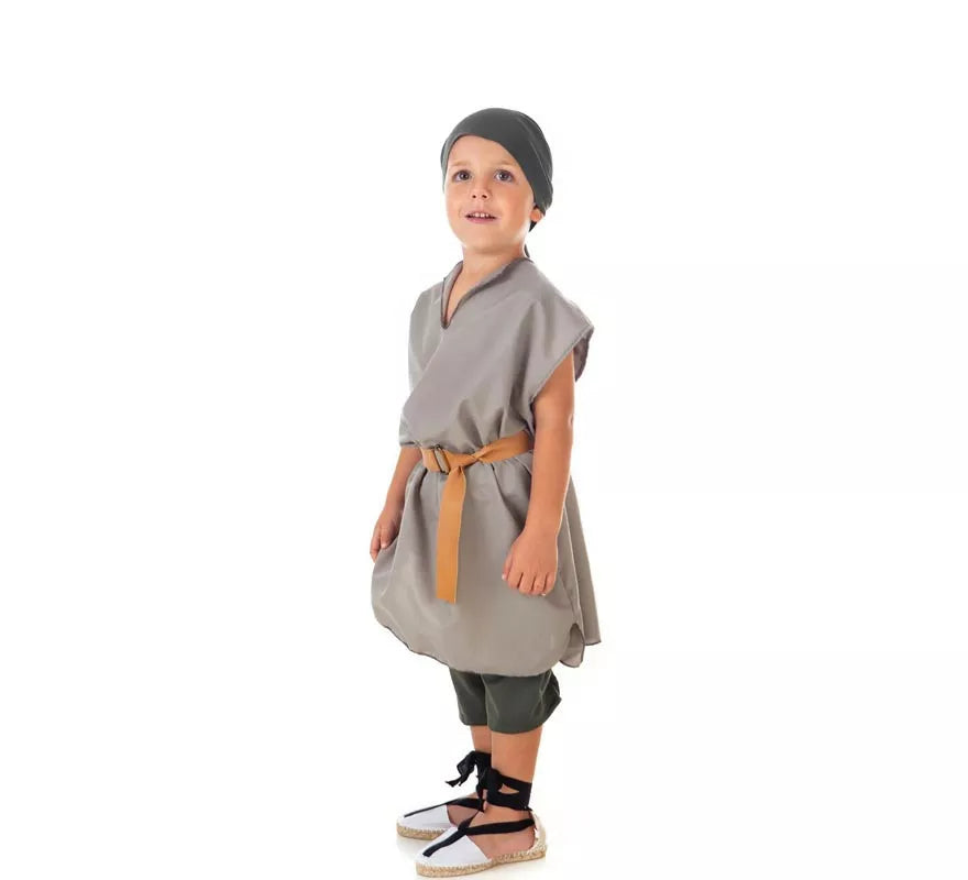 Translation missing: es.Disfraz de Frutero Medieval gris con pañuelo para niño