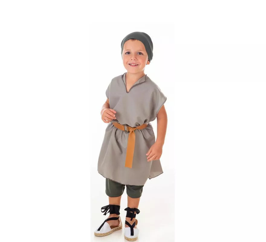 Translation missing: es.Disfraz de Frutero Medieval gris con pañuelo para niño