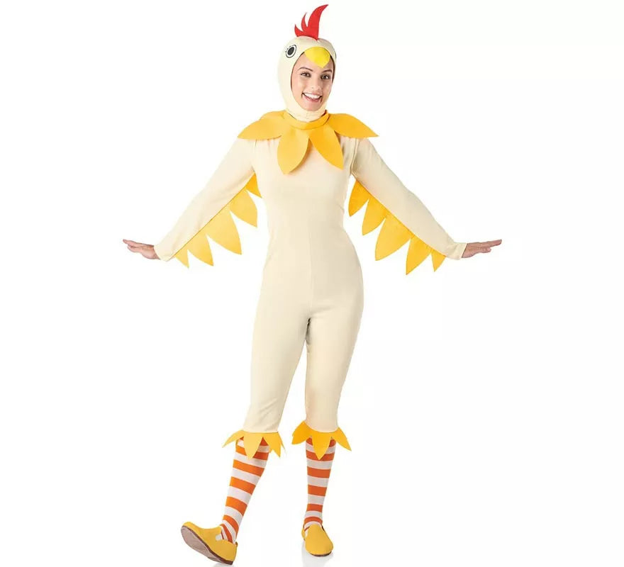 Translation missing: es.Disfraz de Gallina blanco y amarillo para mujer