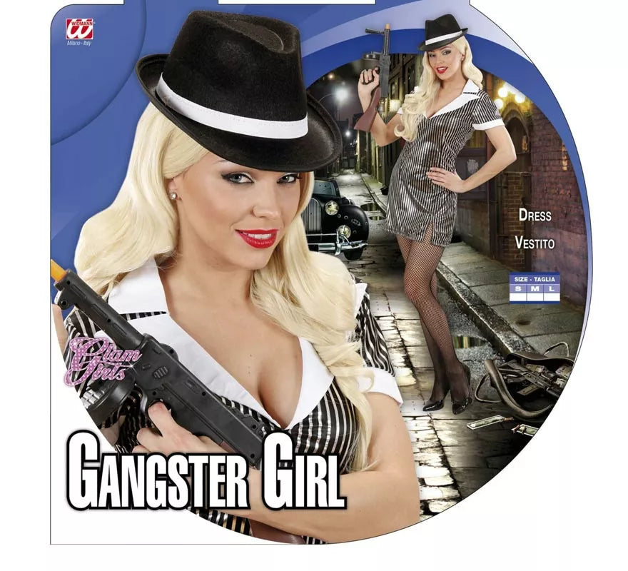 Translation missing: es.Disfraz de Gángster gris a rayas para mujer