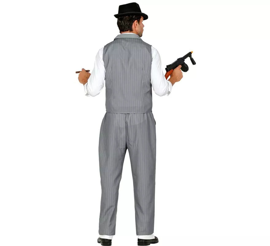 Translation missing: es.Disfraz de Gángster gris con corbata para hombre