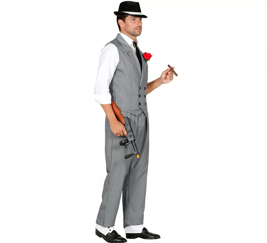 Translation missing: es.Disfraz de Gángster gris con corbata para hombre