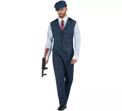 Disfraz de Gánster Inglés a cuadros azules para hombre