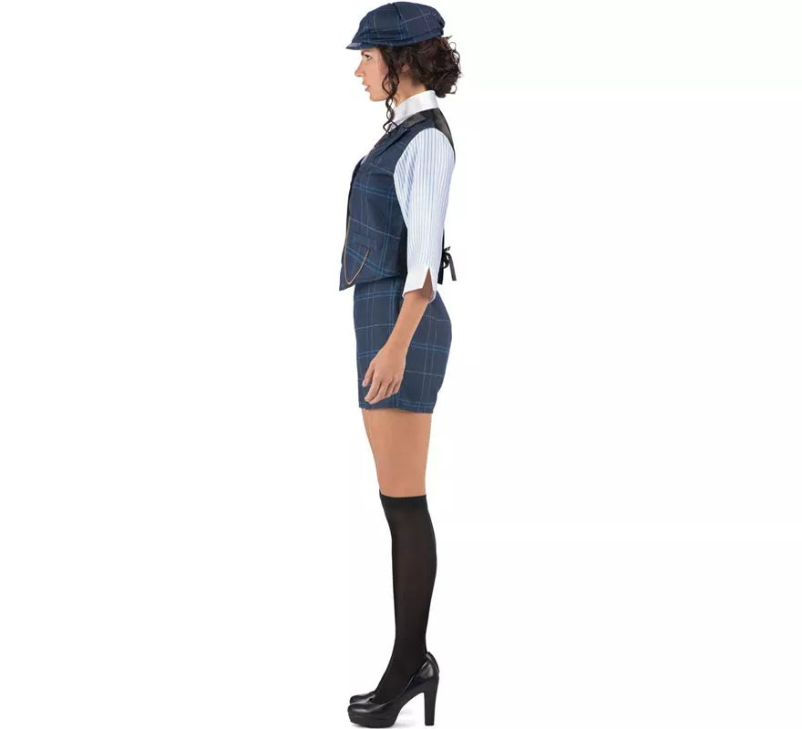 Translation missing: es.Disfraz de Gánster Inglesa a cuadros azules para mujer