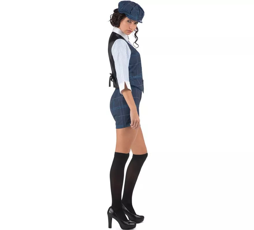 Translation missing: es.Disfraz de Gánster Inglesa a cuadros azules para mujer