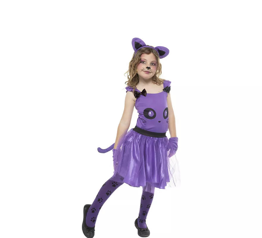 Translation missing: es.Disfraz de Gatita Púrpura en vestido para niña