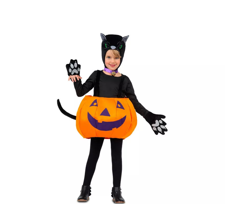 Translation missing: es.Disfraz de Gato Negro con Calabaza Grande para niña