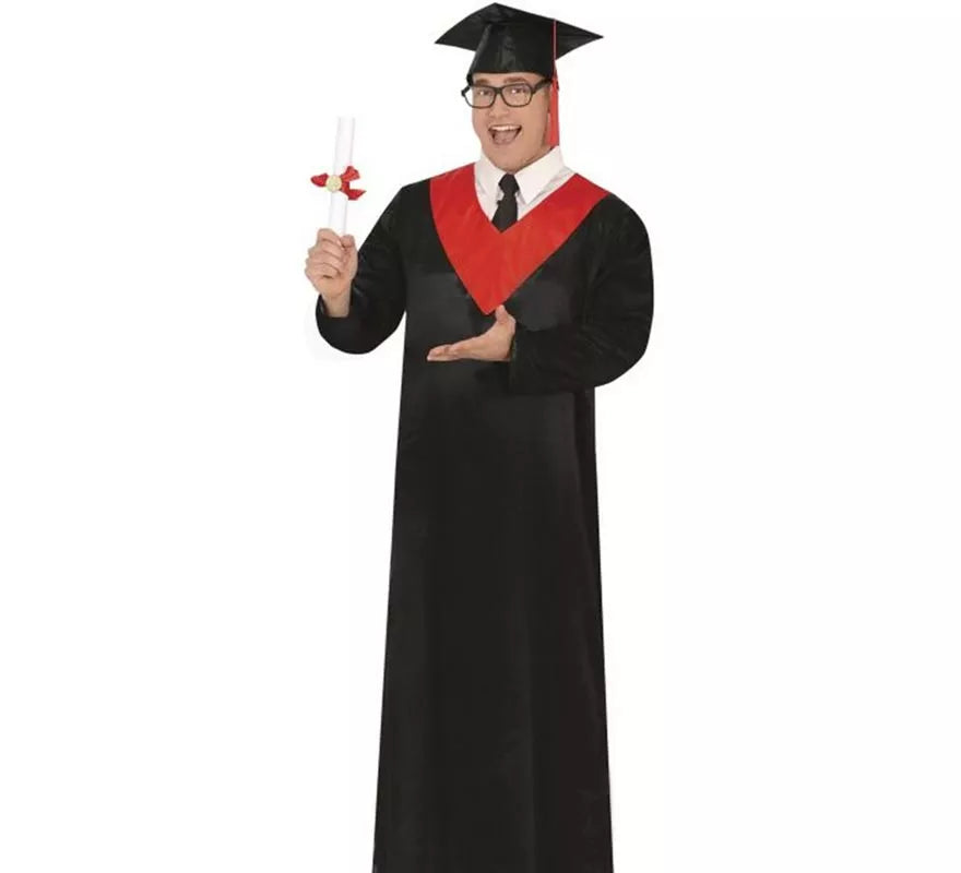 Translation missing: es.Disfraz de Graduado negro y rojo adulto