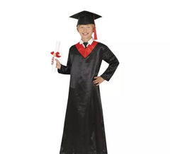Disfraz de Graduado rojo y negro para niños y adolescentes
