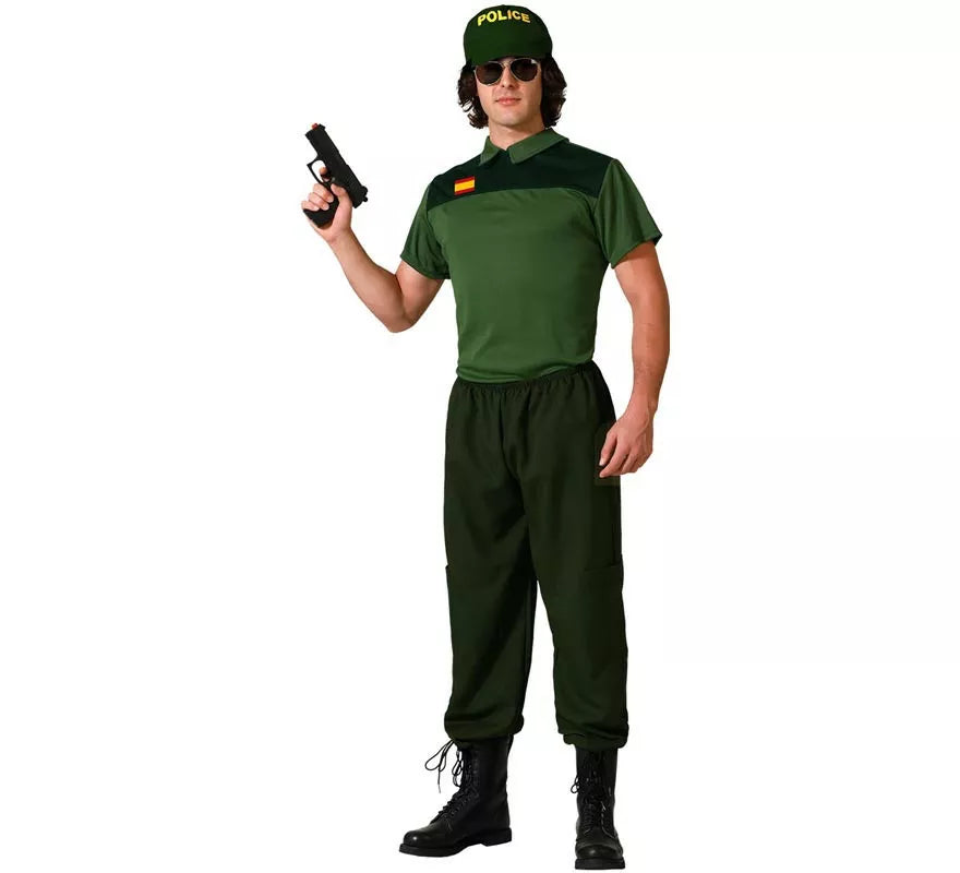 Translation missing: es.Disfraz de Guardia Civil verde y negro para hombre