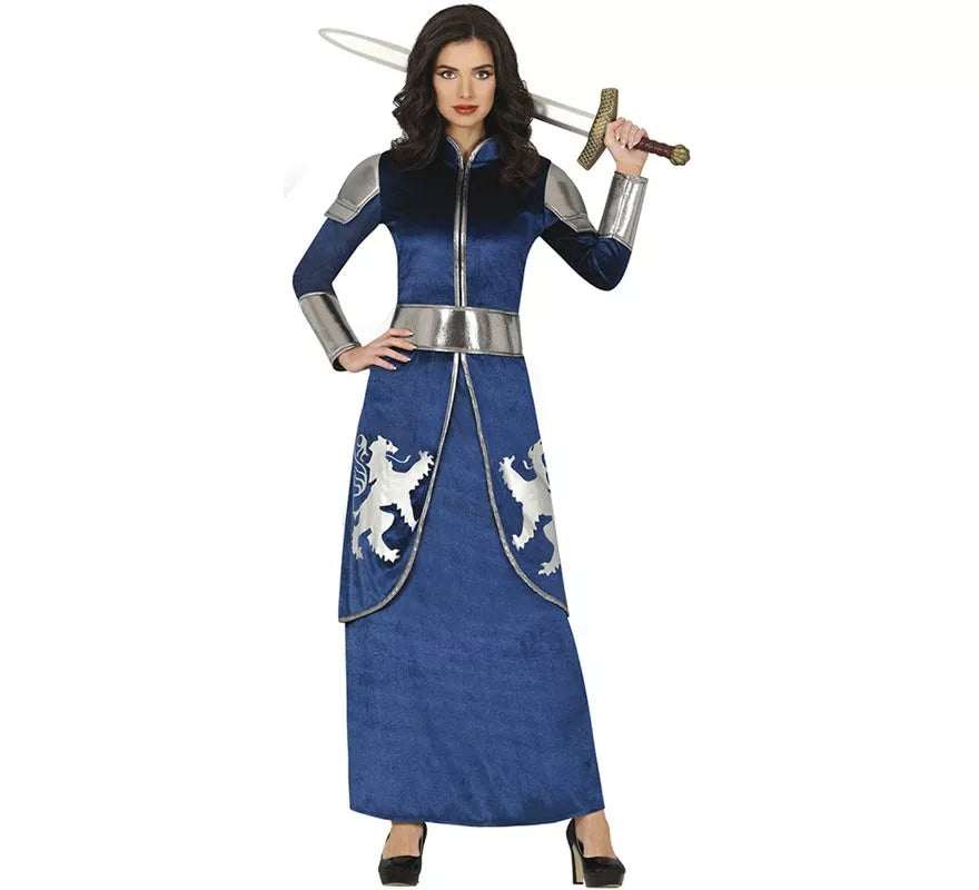 Translation missing: es.Disfraz de Guerrera Medieval azul y plateado para mujer