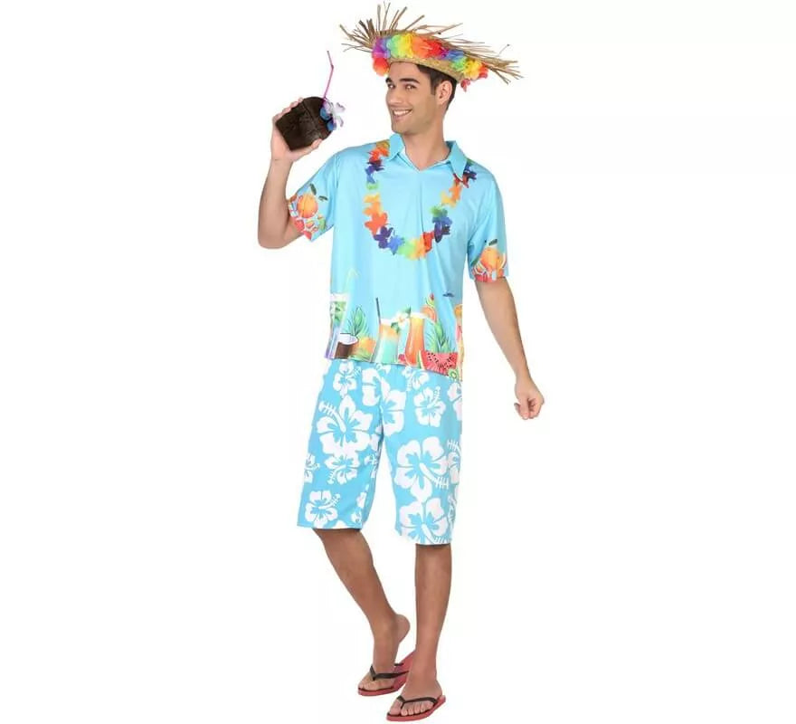 Translation missing: es.Disfraz de Hawaiano azul para hombre
